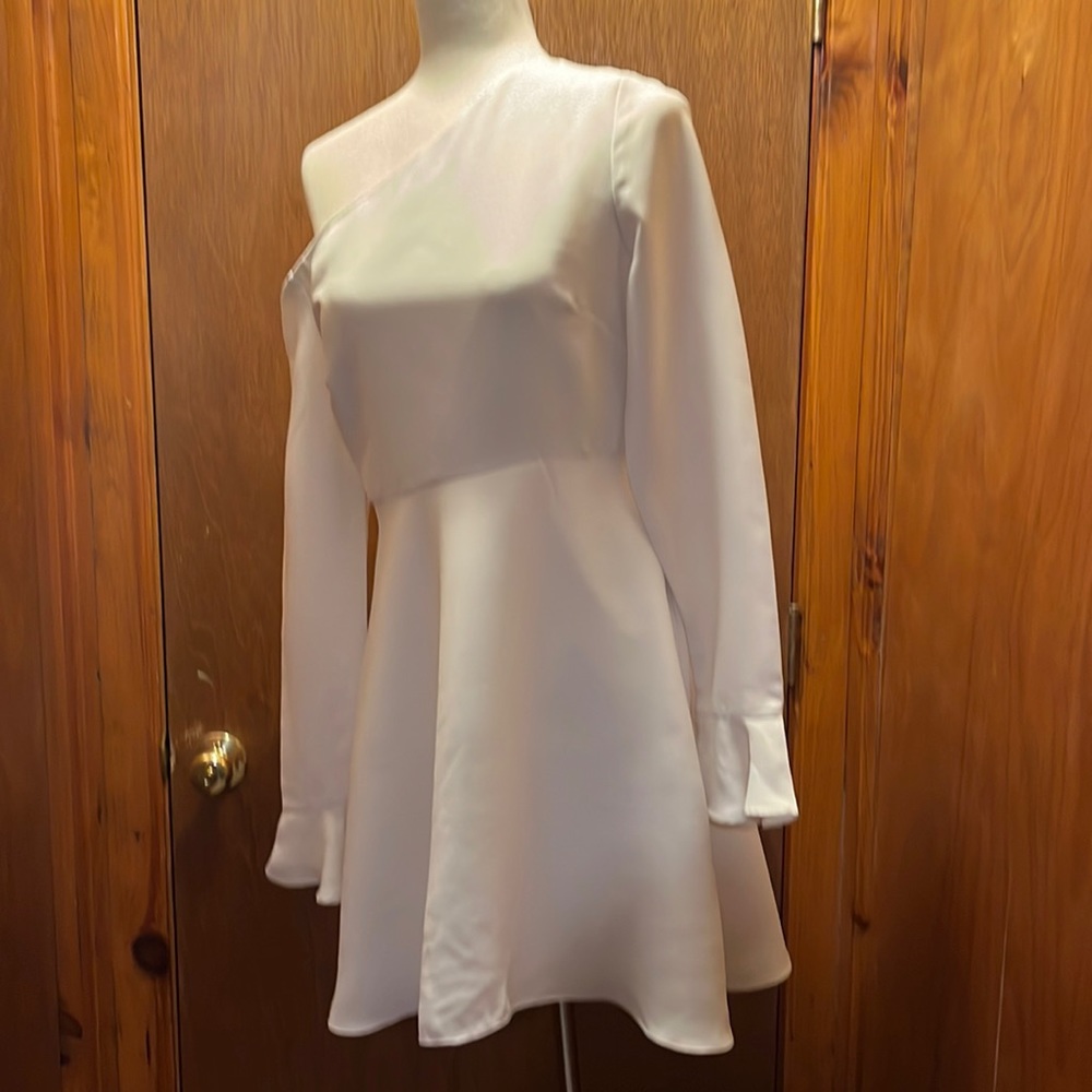 One shoulder long sleeve dress